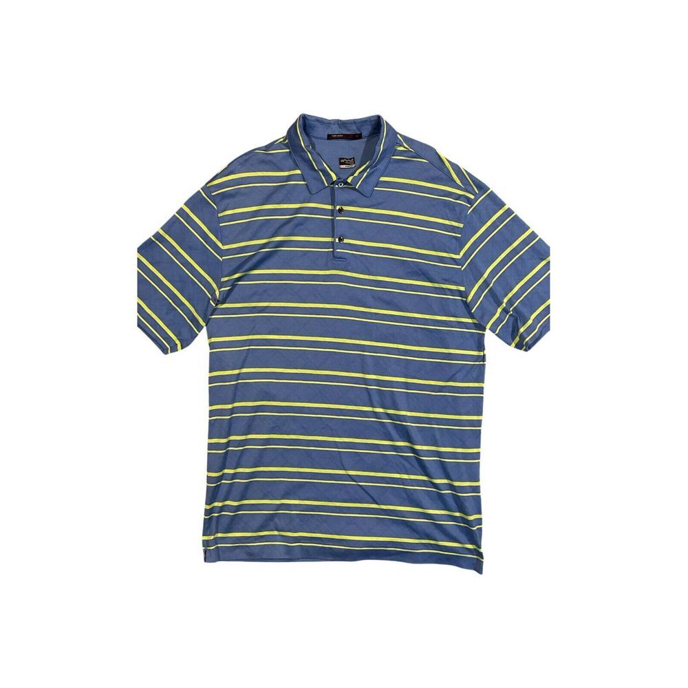 Tiger Woods Collection Polo Mens XLarge Blue Green‎ Striped Athletic Golf Shirt